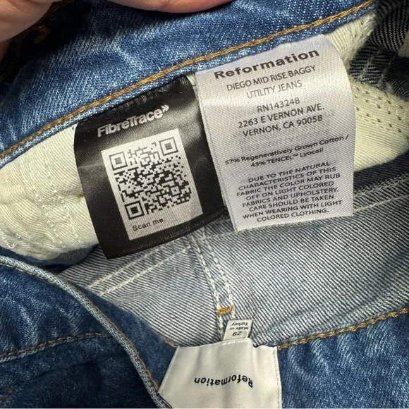 Reformation Diego Mid Rise Baggy Utility Carpenters Jeans Size 29 Revolve Anthro - Picture 15 of 16
